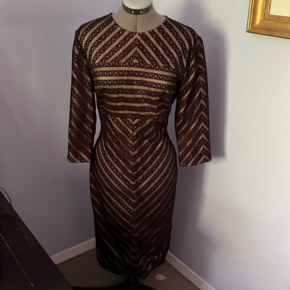 Cocktail dress with black lace overlay